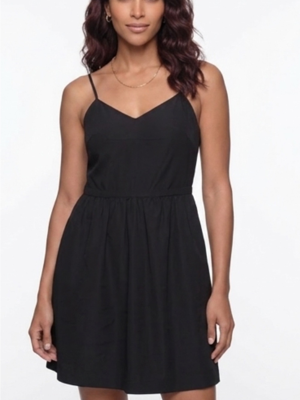 J. Crew Black Spaghetti-Strap Mini Dress with V-Neck